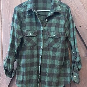 Passport Green and Black Plaid Shirt